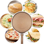Nonstick Crepe Pan, Granite Coating Flat Skillet Dosa Tawa Tortilla Pan, 10 inch Pancake Griddle Roti Pan With Stay-Cool Handle, Induction Compatible, PFOA Free
