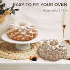 KITESSENSU Blossom Cake Pan, Nonstick Cast Aluminum bunt pan, 9.84” Fluted Tube Pan for Baking Unique Cake, 10 Cup Moldes para Pasteles, Cake Pans for Baking, High-Heat Resistant, Easy to Clean