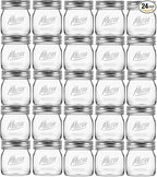 24 Pack 8 oz Mason Jars with Regular Lids - Mini Glass Clear Mason Jars, Small Half Pint Canning Jars with Airtight Lids for Jam, Honey, Baby Foods, Overnight Oats, Party Favors