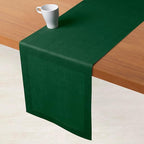 D'Moksha Homes Linen Forest Green Table Runner 120 Inches Long - 100% Pure Linen Dining Table Runner 14 x 120 Inch for Summer, Fall and Halloween - Machine Washable