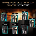 Shaken & Stirred Cocktail Set by Bull in China - Premium Bartender Gift Set w/ 2 Piece Weighted Shaker, Hammered Jigger, Hawthorne Strainer, Fine Mesh Strainer, Mixing Glass & Barspoon (Gold)