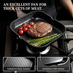 Kikcoin 16Pcs Pots and Pans Set Nonstick Ceramic Cookware Sets Induction Kitchen Cooking Set Non toxic Healthy Non Stick w/Grill Pan, Saute Pan, Black