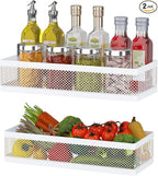 PUSDON Hanging Storage Baskets Organizer Wall Mount, Metal Wire Storage Bin Rack for Kitchen Bathroom Shower Spice Shelf Home Decor Essentials White-2 Packs (Netting)