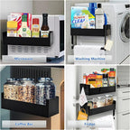 2 Pack Spice Rack for Side of Refrigerator Spice Organizer with Paper Towel Holder Bar Spice Shelf for Fridge Stove Oven in Small Kitchen Wall Organizer and Storage Essentials