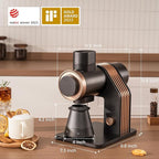 Gevi VelPro 400 Single Dose Coffee Grinder with Variable Speed, Stepless Adjustment, 64mm Titanium Flat Burr & Single Dosing Cup, Coffee Bean Grinder for Drip, French Press & Cold Brew-Black Gloden
