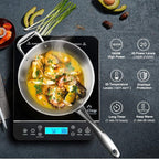 Duxtop Ceramic Non-stick Frying Pan, Stainless Steel & Portable Induction Cooktop, Countertop Burner Induction Hot Plate & Professional Stainless Steel Sauce Pan with Lid, Kitchen Cookware