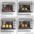 Ecolution Non-Stick Toaster Oven Bakeware Set 4-Piece, Carbon Steel, Easy to Clean and Perfect for Single Servings, Gray (Pack of 6)