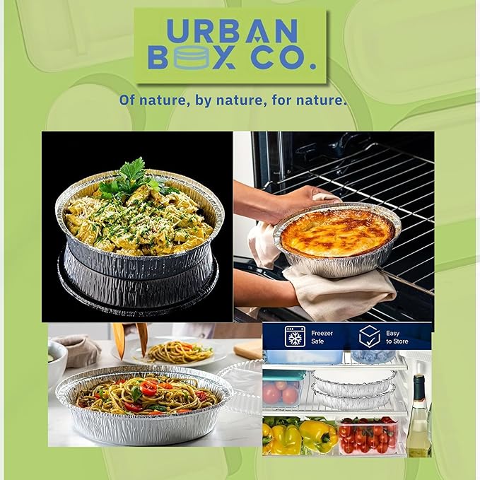 8” Round Aluminum Foil Pans - 100 Pack No Lid | Disposable Deep-Sided Baking Pans for Pie, Cooking, Meal Prep & Storage | Freezer & Oven Safe, Recyclable Tins for Baking Delicious Pies.