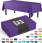 Exquisite Party Solids 12-Pack Premium Plastic Tablecloth 54in. x 108in. Rectangle Table Cover - Purple