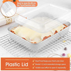 Herogo Baking Pan with Lid, 7 x 9 Inch Stainless Steel Nonstick Deep Pan, Rectangle Cakes Bakeware with Lid for Brownies Casseroles, Non Toxic & Dishwasher Safe, Set of 2