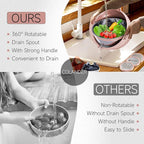 4-1 Colander with Bowl Set - Food Strainer with Graters & Spoons - Colanders for kitchen - Strainers and Colanders - Strainer Bowl Fruit Cleaner with Colander Pasta Rice Strainer for Veggie Wash Pink