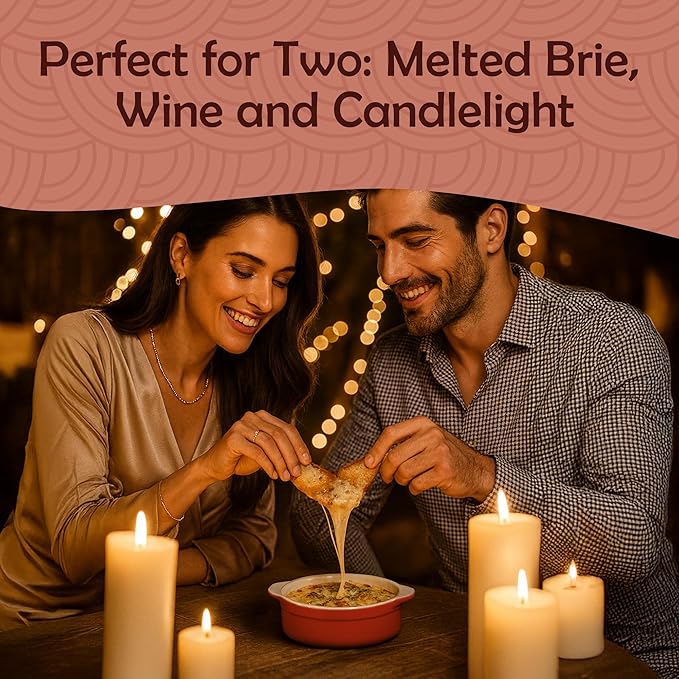 Muldale Brie Baker with Lid and Spreader - Camembert Baker Crock in Red - Free from Lead Ceramic Baking Dish - 5.5” - Fits Standard Camembert Wheel