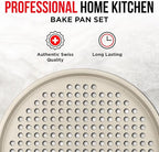Bakken Pizza Baking Pan - Round Perforated Carbon Steel Pan with Non-Stick Marble Coating, Oversized Silicone Handle, Dishwasher Safe, High-Temperature Resistant, Durable & Easy Cleanup White, 1 Pack