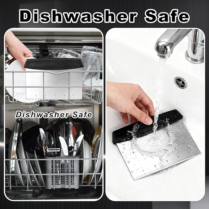 Bench Scraper,Dough Scraper,Premium Stainless Steel Dough Cutter with Measuring Scale,Multi- Purpose Food Scraper for Pastry,Cake,Pizza,Bread,Cooking