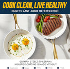 Gotham Steel 12 Pc Ceramic Cookware Set Nonstick, Ceramic Pots and Pans Set Non Stick with Steamer for Cooking, Non Toxic PFOA PFOS Free, Premium Stay Cool Handles, Oven & Dishwasher Safe