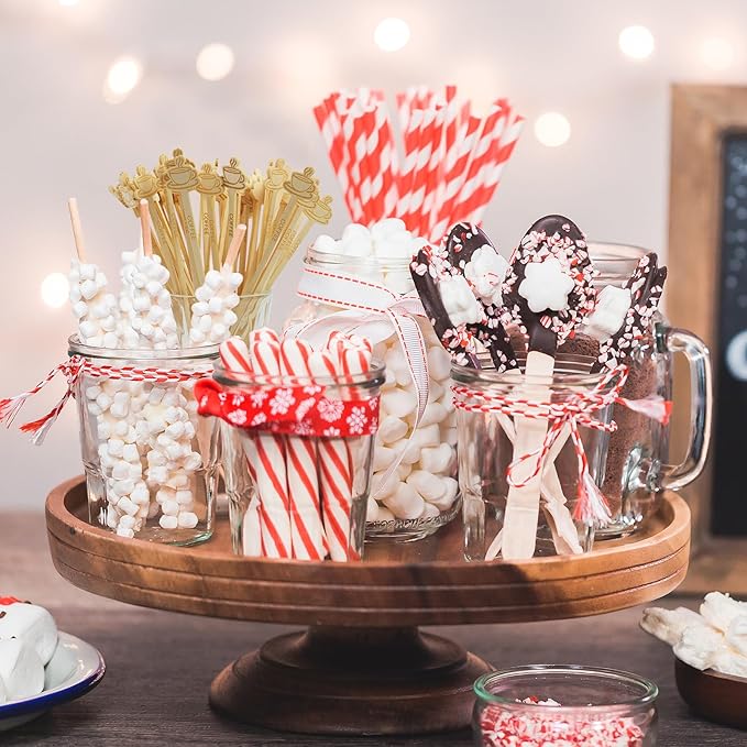 60Pcs Coffee Stirrers Stir Sticks-7Inch Bamboo Coffee Stirrers Beverage Mixer with Coffee Ends Disposable Eco-Friendly Biodegradable Cafés Sticks for Christmas Office Milk Tea Bar Hot Drinks