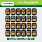 Freshware Meal Prep Containers [50 Pack] 1 Compartment Food Storage Containers with Lids, Bento Box, BPA Free, Stackable, Microwave/Dishwasher/Freezer Safe (16 oz)