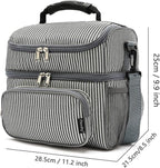 FlowFly Double Layer Cooler Insulated Lunch Bag Adult Lunch Box Large Tote Bag for Men, Women, With Adjustable Strap,Front Pocket and Dual Large Mesh Side Pockets