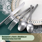 DEACORY Silverware Set 10 Pieces Hexagon Matte Finished Flatware Set Cutlery Set Stainless Steel for 2