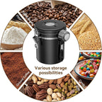 Coffee Canister With Window,16oz Stainless Steel Airtight Coffee Bean Storage Grounds Container with Date Tracker and Scoop,Grounds Kitchen Food Canister Jar for Beans,Tea,Sugar,Flour,Cereal