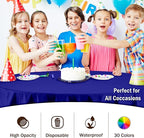 Exquisite Party Solids 12-Pack Premium Plastic Tablecloth 84in. Round Table Cover - Navy Blue