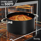 MICHELANGELO Stock Pot with Lid, Nonstick Cooking Pot, 6 Quart Soup Pot with Lid, Non Stick Pots with Stainless Steel Handle, Induction Compatible, Black