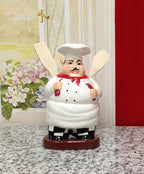 ACK Fat Chef Hand Painted Ceramic Utensil Jar, Utensil Holder, Utensil Crock, Modern Kitchen Decor, Kitchen Storage for for Spoon, Ladle, Spatula and More