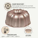 INARA 10 Cup Fluted Tube Cake Pan Nonstick, PFOA Free Fluted Cake Pan for Baking, Pound Cake Mold for Oven, Cake Molds And Cake Pans, Tube Mold, Pound Tin