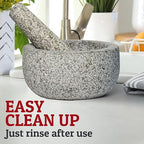Priority Chef Heavy Duty Extra Large Mortar and Pestle Set, 4 Cup, Hand Carved from Natural Granite, Make Fresh Guacamole, Salsa, Pesto, Stone Grinder Bowl, Herb Crusher, Spice Grinder, Grey