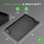 NutriChef Cast Iron Reversible Grill Plate, 18” Flat Skillet Griddle Pan for Stove Top, Gas Range Grilling Pan with Silicone Oven Mitt, Compatible with Electric, Ceramic & Induction Cooktops, 18”x10”