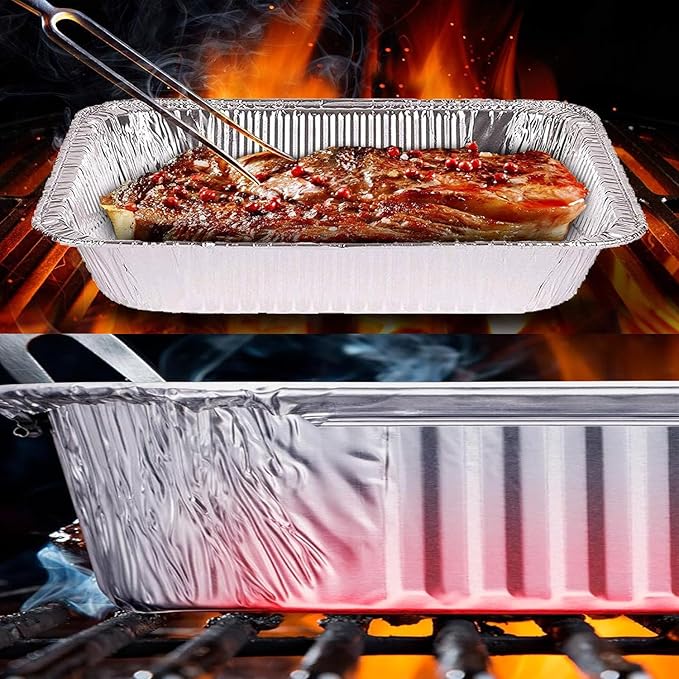 Mistari Foil Pans Half Size 9x13 Extra Heavy Duty Aluminum Pans Disposable Food Containers Great for Baking, Cooking, Heating, Storing, Prepping Food Silver (9x13-20 Pack No Lids)