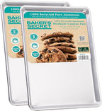 Baker's Secret Commercial Grade Baking Sheet 2x Aluminum Sheet 15" x 11, 100% Recycled, Cookie Sheets for Baking, Baking Pan, Baking Tray for Oven - The Natural Aluminum Collection