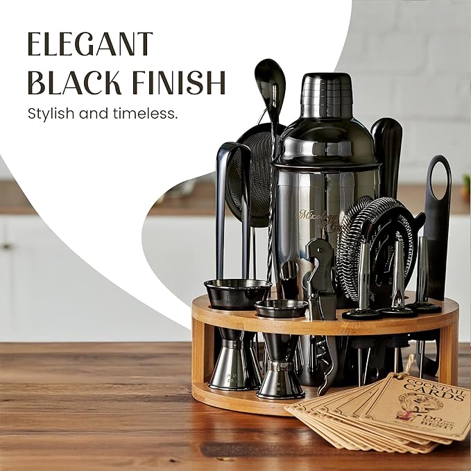 Mixology & Craft Bartender Kit - 15 Piece Set Including Cocktail Shaker and Bar Accessories, Perfect for Drink Mixing at Home, Plus Exclusive Recipe Cards