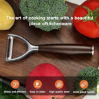 Premium Y Type 304 Stainless Steel Multifunctional Kitchen Peeler Real Wood Handle Ultra Sharp Blade Vegetable Potato Apple(Carbonized Wood)