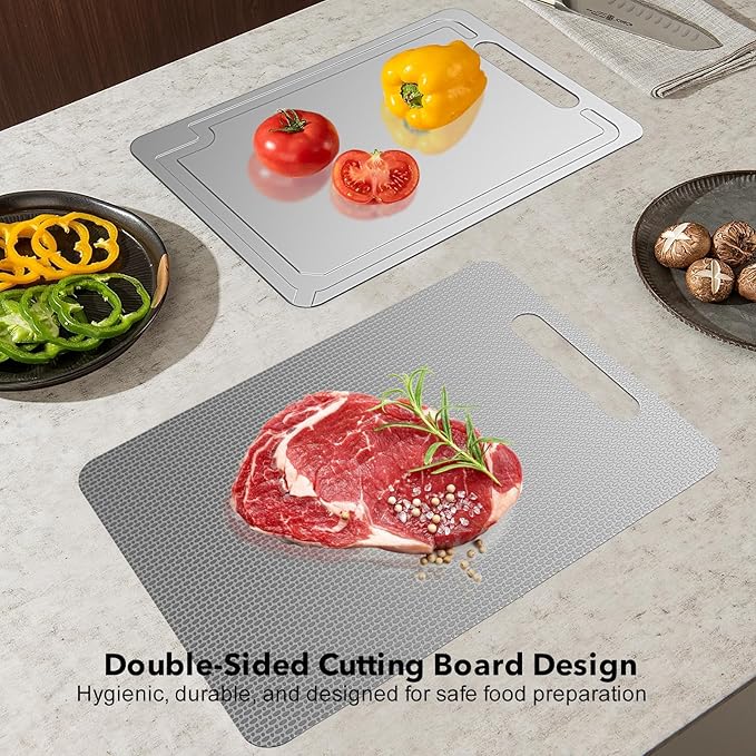 Titanium Cutting Board -100% Pure Titanium Cutting Boards For Kitche,Easy to clean, Double-sided food-grade Cutting Board camping For Meats, Fruits And Vegetables 12 * 8IN