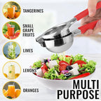 Zulay Lemon Squeezer Stainless Steel with Premium Heavy Duty Solid Metal Squeezer Bowl and Food Grade Silicone Handles - Large Manual Citrus Press Juicer and Lime Squeezer Stainless Steel (Red)