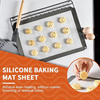 KitchenRaku Silicone Baking Mat Set of 3, 2 Half Sheets (16.5"x11.6") + 1 Quarter Baking Sheet Reusable Silicone Cooking Mat, BPA Free Baking Sheet for Cookies, Macarons Bread & Pastry