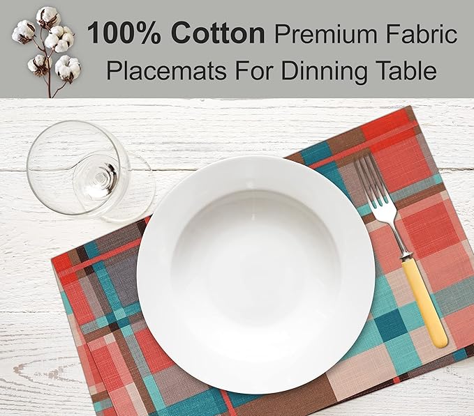 Ruvanti Placemats 100% Cotton 13x19 Inch, Dining Table Placemats Set of 6, Modern Place Mats for Dining Table Decor, Kitchen & Table Linens, Coffee Mat for Christmas Dinners - Likely
