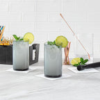 Restaurantware-Vetri 16 Ounce Tall Drinking Glasses, 24 Dishwashable Beverage Glasses - No-Lead, Elegant, Gray Glass Tumblers, Ideal For Water, Juice Beer, Cocktails, Liquor, Iced Tea, And More