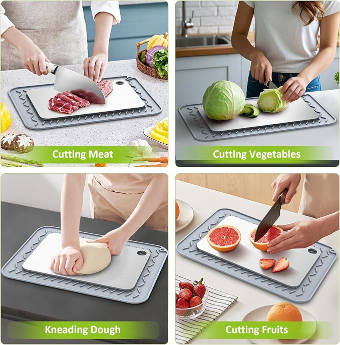Titanium Cutting Board, 100% Pure Titanium Cutting Boards for Kitchen, Double-Sided Food-Grade Chopping Board for Meat, Vegetables & Fruits, Dishwasher-Friendly (11.42''X7.8'')