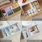 Lifewit 20 Pack Drawer Dividers 4" High, 11-17" Adjustable Dresser Drawer Organizers for Clothes, Expandable Dresser Separators in Bedroom/Bathroom/Kitchen/Vanity/Office Organization and Storage,White