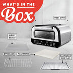 Gourmia Indoor Pizza Oven Air Fryer Toaster – 1800W Countertop Multi-Cooker with Pizza Stone, Digital Controls & 6 Presets, Stainless Steel
