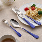 20-Piece Blue Silverware Set 18/0 Stainless Steel Silverware Set Blue Handle Cutlery Set Service for 4 Dinner Knives Forks Spoons Set Flatware Set Finish Dishwasher Safe