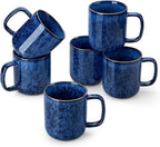 vancasso STARRY Coffee Mugs Set, 12 oz Ceramic Coffee Cups for Latte Hot Tea Cappuccino Cocoa Milk Stoneware Cups Set of 6, Dishwasher & Microwave Safe, Blue