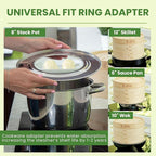 2 Tier Bamboo Steamer- 10" Baskets With Handle, Silicone Liner, Adapter, Molder Press For Cooking Vegetables Dumpling Press & Dough Cutter for Steaming Chinese Asian Food & Bao Bun, Dim Sum Potsticker