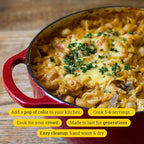 Lodge 6 Quart Enameled Cast Iron Dutch Oven with Lid – Dual Handles – Oven Safe up to 500° F or on Stovetop - Use to Marinate, Cook, Bake, Refrigerate and Serve – Island Spice Red