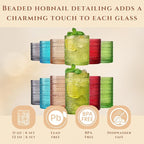 Hobnail Beaded Highball Drinking Tumbler Glasses | Set of 12 | Color, Vintage Bubble Design Whiskey Glassware, Old-Fashioned, Embossed Design for Water, Wine, Cocktail Embossed Heavy Glas, Rocks Glass