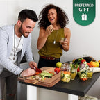 AZRHOM Large Acacia Wood Cutting Board for Kitchen, Butcher Block for Meat and Cheese, Chopping Board with Hanging Hole and Groove 18x12 Inch