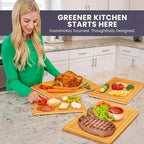 Extra Large Bamboo Cutting Board Set of 4 – Wood Cutting Boards for Kitchen with Glue-Free Surface™ & Juice Groove – Non-Toxic Wooden Chopping Boards, FSC-Certified, Durable Carving Boards - Rectangle