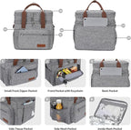 Maelstrom 23L Insulated Lunch Box For Men Women,Expandable Double Deck Lunch Cooler Bag,Lightweight Leakproof Tote Bag With Side Tissue Pocket,Gray